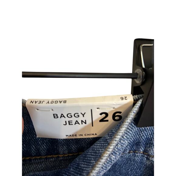 NWT PacSun Baggy Jeans M Rodeo Wash Faux Distressed Wide Leg Women's 26 Modest - Picture 3 of 4